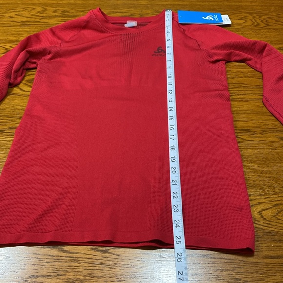 Odlo Base Layer Women’s T Shirt Size XL Red Long Sleeve Fitted Crew Poly Blend - Picture 4 of 14